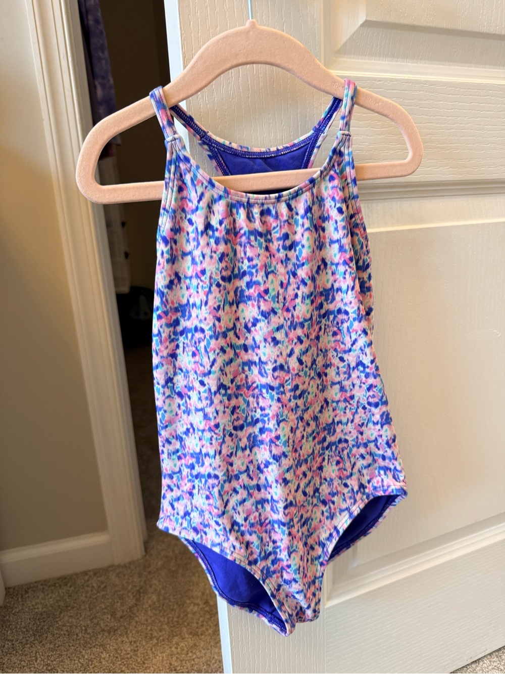 Athleta Girls Purple & Pink Multi-Print One-Piece Swimsuit